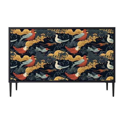 SPACEREBELS Kommode mit 2 Türen - Sideboard - Komodenschrank - Flurkommode - Schrank - Highboard - Kleiderschrank Möbel - Wohnzimmer Schlafzimmer Esszimmer Flur - schwarz von SPACEREBELS
