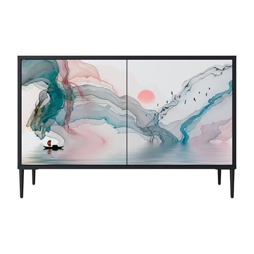 SPACEREBELS Kommode mit 2 Türen - Sideboard - Komodenschrank - Flurkommode - Schrank - Highboard - Kleiderschrank Möbel - Wohnzimmer Schlafzimmer Esszimmer Flur - schwarz von SPACEREBELS