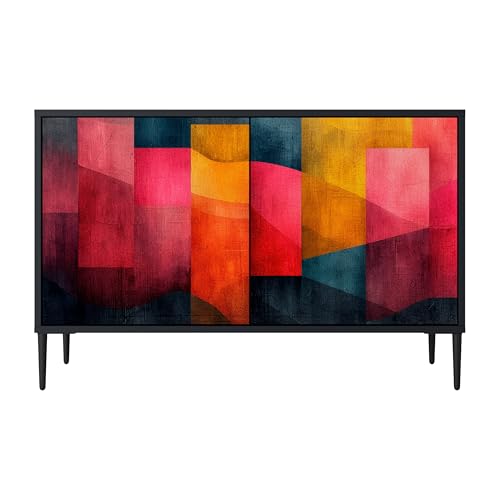 SPACEREBELS Kommode mit 2 Türen - Sideboard - Komodenschrank - Flurkommode - Schrank - Highboard - Kleiderschrank Möbel - Wohnzimmer Schlafzimmer Esszimmer Flur - schwarz von SPACEREBELS