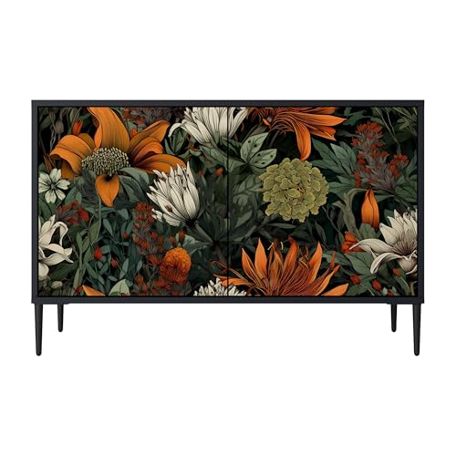 SPACEREBELS Kommode mit 2 Türen - Sideboard - Komodenschrank - Flurkommode - Schrank - Highboard - Kleiderschrank Möbel - Wohnzimmer Schlafzimmer Esszimmer Flur - schwarz von SPACEREBELS