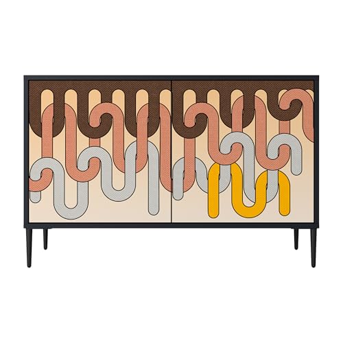 SPACEREBELS Kommode mit 2 Türen - Sideboard - Komodenschrank - Flurkommode - Schrank - Highboard - Kleiderschrank Möbel - Wohnzimmer Schlafzimmer Esszimmer Flur - schwarz von SPACEREBELS