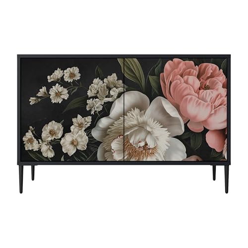 SPACEREBELS Kommode mit 2 Türen - Sideboard - Komodenschrank - Flurkommode - Schrank - Highboard - Kleiderschrank Möbel - Wohnzimmer Schlafzimmer Esszimmer Flur - schwarz von SPACEREBELS
