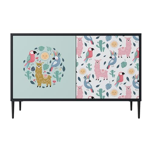 SPACEREBELS Kommode mit 2 Türen - Sideboard - Komodenschrank - Flurkommode - Schrank - Highboard - Kleiderschrank Möbel - Wohnzimmer Schlafzimmer Esszimmer Flur - schwarz von SPACEREBELS