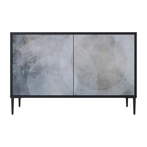 SPACEREBELS Kommode mit 2 Türen - Sideboard - Komodenschrank - Flurkommode - Schrank - Highboard - Kleiderschrank Möbel - Wohnzimmer Schlafzimmer Esszimmer Flur - schwarz von SPACEREBELS