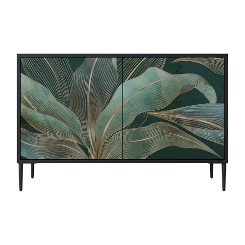 SPACEREBELS Kommode mit 2 Türen - Sideboard - Komodenschrank - Flurkommode - Schrank - Highboard - Kleiderschrank Möbel - Wohnzimmer Schlafzimmer Esszimmer Flur - schwarz von SPACEREBELS