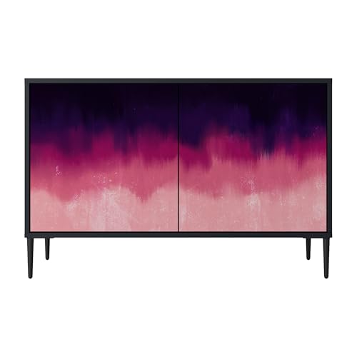 SPACEREBELS Kommode mit 2 Türen - Sideboard - Komodenschrank - Flurkommode - Schrank - Highboard - Kleiderschrank Möbel - Wohnzimmer Schlafzimmer Esszimmer Flur - schwarz von SPACEREBELS