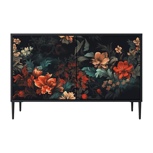SPACEREBELS Kommode mit 2 Türen - Sideboard - Komodenschrank - Flurkommode - Schrank - Highboard - Kleiderschrank Möbel - Wohnzimmer Schlafzimmer Esszimmer Flur - schwarz von SPACEREBELS