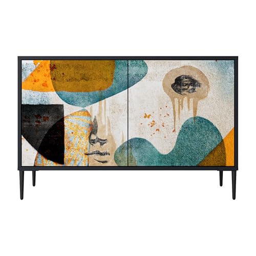 SPACEREBELS Kommode mit 2 Türen - Sideboard - Komodenschrank - Flurkommode - Schrank - Highboard - Kleiderschrank Möbel - Wohnzimmer Schlafzimmer Esszimmer Flur - schwarz von SPACEREBELS