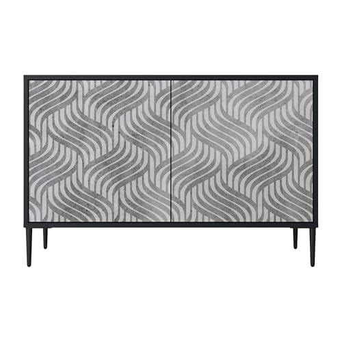 SPACEREBELS Kommode mit 2 Türen - Sideboard - Komodenschrank - Flurkommode - Schrank - Highboard - Kleiderschrank Möbel - Wohnzimmer Schlafzimmer Esszimmer Flur - schwarz von SPACEREBELS