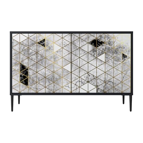 SPACEREBELS Kommode mit 2 Türen - Sideboard - Komodenschrank - Flurkommode - Schrank - Highboard - Kleiderschrank Möbel - Wohnzimmer Schlafzimmer Esszimmer Flur - schwarz von SPACEREBELS