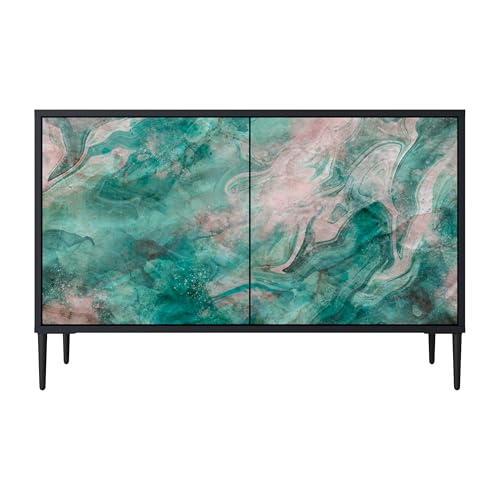 SPACEREBELS Kommode mit 2 Türen - Sideboard - Komodenschrank - Flurkommode - Schrank - Highboard - Kleiderschrank Möbel - Wohnzimmer Schlafzimmer Esszimmer Flur - schwarz von SPACEREBELS