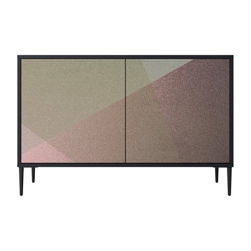 SPACEREBELS Kommode mit 2 Türen - Sideboard - Komodenschrank - Flurkommode - Schrank - Highboard - Kleiderschrank Möbel - Wohnzimmer Schlafzimmer Esszimmer Flur - schwarz von SPACEREBELS