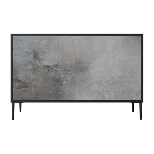 SPACEREBELS Kommode mit 2 Türen - Sideboard - Komodenschrank - Flurkommode - Schrank - Highboard - Kleiderschrank Möbel - Wohnzimmer Schlafzimmer Esszimmer Flur - schwarz von SPACEREBELS