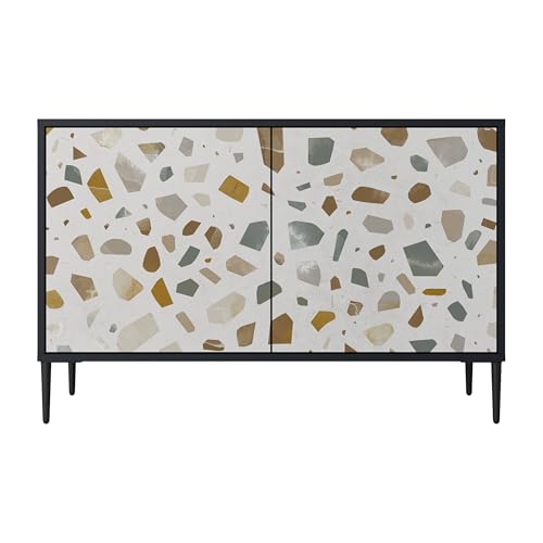 SPACEREBELS Kommode mit 2 Türen - Sideboard - Komodenschrank - Flurkommode - Schrank - Highboard - Kleiderschrank Möbel - Wohnzimmer Schlafzimmer Esszimmer Flur - schwarz von SPACEREBELS