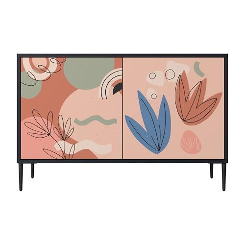 SPACEREBELS Kommode mit 2 Türen - Sideboard - Komodenschrank - Flurkommode - Schrank - Highboard - Kleiderschrank Möbel - Wohnzimmer Schlafzimmer Esszimmer Flur - schwarz von SPACEREBELS