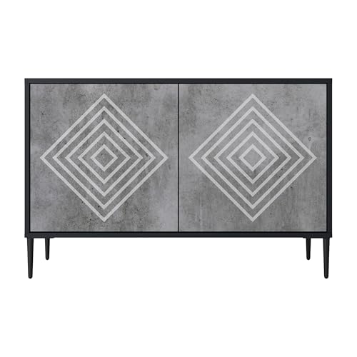 SPACEREBELS Kommode mit 2 Türen - Sideboard - Schrank - Komodenschrank - Highboard - Kleiderschrank Möbel - Flurkommode - Wohnzimmer Schlafzimmer Esszimmer - schwarz von SPACEREBELS