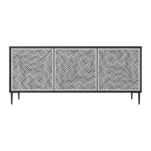 SPACEREBELS Kommode mit 3 Türen - Sideboard - Komodenschrank - Flurkommode - Schrank - Highboard - Kleiderschrank Möbel - Wohnzimmer Schlafzimmer Esszimmer Flur - schwarz von SPACEREBELS