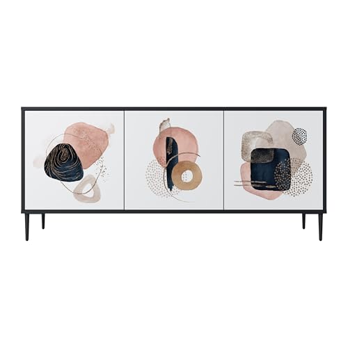 SPACEREBELS Kommode mit 3 Türen - Sideboard - Komodenschrank - Flurkommode - Schrank - Highboard - Kleiderschrank Möbel - Wohnzimmer Schlafzimmer Esszimmer Flur - schwarz von SPACEREBELS