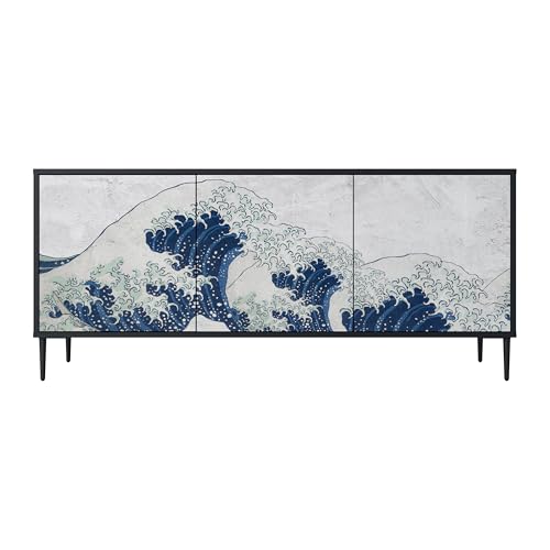 SPACEREBELS Kommode mit 3 Türen - Sideboard - Komodenschrank - Flurkommode - Schrank - Highboard - Kleiderschrank Möbel - Wohnzimmer Schlafzimmer Esszimmer Flur - schwarz von SPACEREBELS