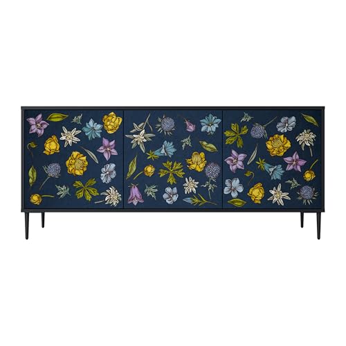 SPACEREBELS Kommode mit 3 Türen - Sideboard - Komodenschrank - Flurkommode - Schrank - Highboard - Kleiderschrank Möbel - Wohnzimmer Schlafzimmer Esszimmer Flur - schwarz von SPACEREBELS