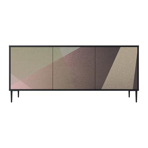 SPACEREBELS Kommode mit 3 Türen - Sideboard - Komodenschrank - Flurkommode - Schrank - Highboard - Kleiderschrank Möbel - Wohnzimmer Schlafzimmer Esszimmer Flur - schwarz von SPACEREBELS