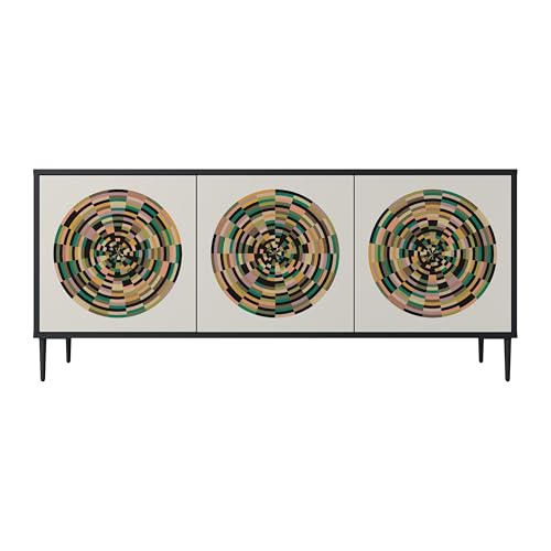 SPACEREBELS Kommode mit 3 Türen - Sideboard - Komodenschrank - Flurkommode - Schrank - Highboard - Kleiderschrank Möbel - Wohnzimmer Schlafzimmer Esszimmer Flur - schwarz von SPACEREBELS