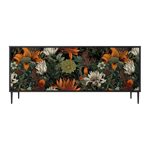 SPACEREBELS Kommode mit 3 Türen - Sideboard - Komodenschrank - Flurkommode - Schrank - Highboard - Kleiderschrank Möbel - Wohnzimmer Schlafzimmer Esszimmer Flur - schwarz von SPACEREBELS