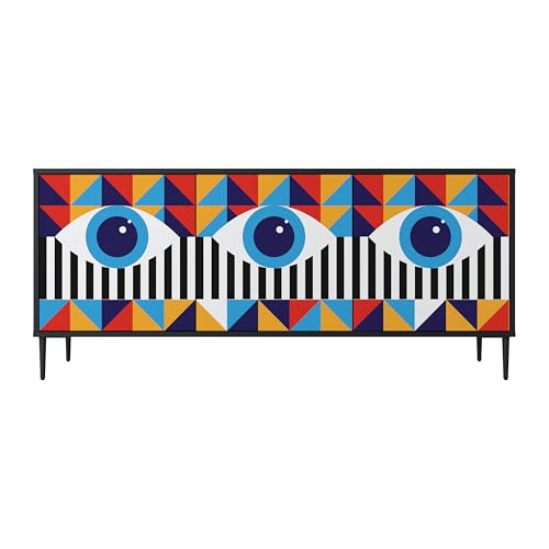 SPACEREBELS Kommode mit 3 Türen - Sideboard - Komodenschrank - Flurkommode - Schrank - Highboard - Kleiderschrank Möbel - Wohnzimmer Schlafzimmer Esszimmer Flur - schwarz von SPACEREBELS