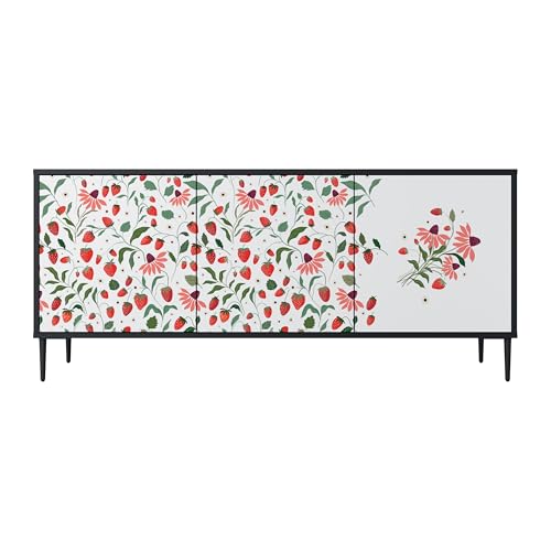 SPACEREBELS Kommode mit 3 Türen - Sideboard - Komodenschrank - Flurkommode - Schrank - Highboard - Kleiderschrank Möbel - Wohnzimmer Schlafzimmer Esszimmer Flur - schwarz von SPACEREBELS