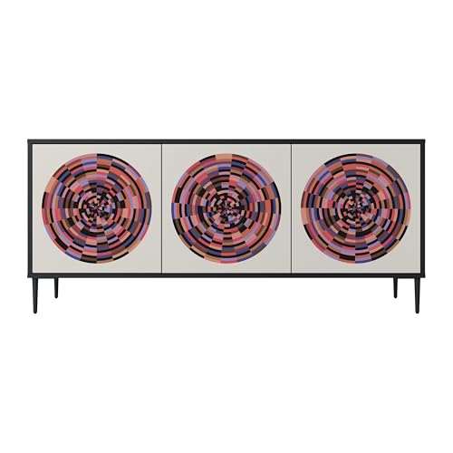 SPACEREBELS Kommode mit 3 Türen - Sideboard - Komodenschrank - Flurkommode - Schrank - Highboard - Kleiderschrank Möbel - Wohnzimmer Schlafzimmer Esszimmer Flur - schwarz von SPACEREBELS