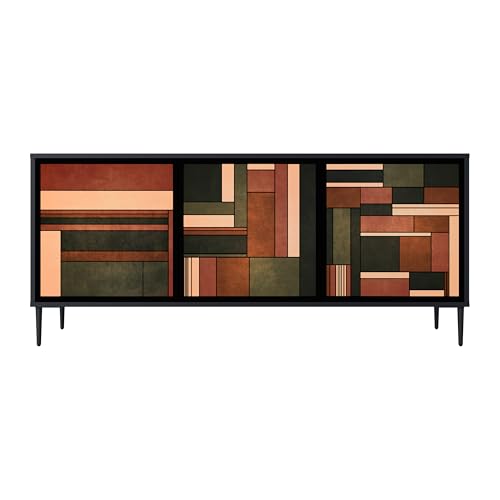 SPACEREBELS Kommode mit 3 Türen - Sideboard - Komodenschrank - Flurkommode- Schrank - Highboard - Kleiderschrank Möbel - Wohnzimmer Schlafzimmer Esszimmer Flur - schwarz von SPACEREBELS