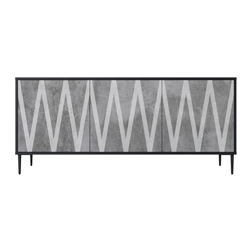 SPACEREBELS Kommode mit 3 Türen - Sideboard - Komodenschrank - Flurkommode - Schrank - Highboard - Kleiderschrank Möbel - Wohnzimmer Schlafzimmer Esszimmer Flur - schwarz von SPACEREBELS