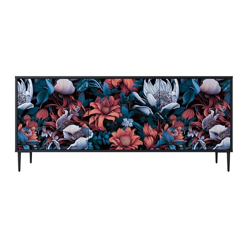 SPACEREBELS Kommode mit 3 Türen - Sideboard - Komodenschrank - Flurkommode - Schrank - Highboard - Kleiderschrank Möbel - Wohnzimmer Schlafzimmer Esszimmer Flur - schwarz von SPACEREBELS