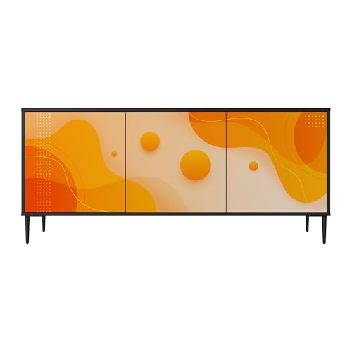 SPACEREBELS Kommode mit 3 Türen - Sideboard - Komodenschrank - Flurkommode - Schrank - Highboard - Kleiderschrank Möbel - Wohnzimmer Schlafzimmer Esszimmer Flur - schwarz von SPACEREBELS