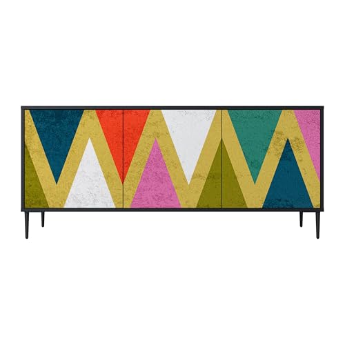 SPACEREBELS Kommode mit 3 Türen - Sideboard - Komodenschrank - Flurkommode - Schrank - Highboard - Kleiderschrank Möbel - Wohnzimmer Schlafzimmer Esszimmer Flur - schwarz von SPACEREBELS