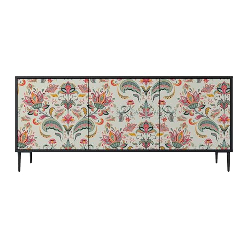 SPACEREBELS Kommode mit 3 Türen - Sideboard - Komodenschrank - Flurkommode - Schrank - Highboard - Kleiderschrank Möbel - Wohnzimmer Schlafzimmer Esszimmer Flur - schwarz von SPACEREBELS