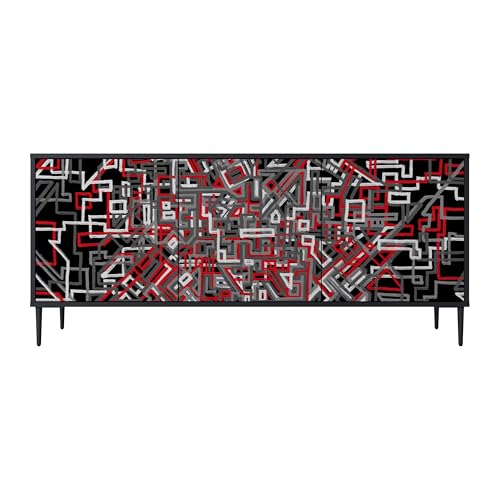 SPACEREBELS Kommode mit 3 Türen - Sideboard - Komodenschrank - Flurkommode - Schrank - Highboard - Kleiderschrank Möbel - Wohnzimmer Schlafzimmer Esszimmer Flur - schwarz von SPACEREBELS