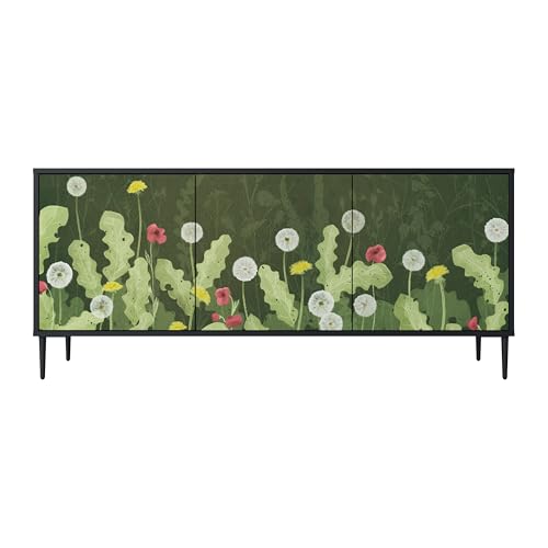 SPACEREBELS Kommode mit 3 Türen - Sideboard - Komodenschrank - Flurkommode - Schrank - Highboard - Kleiderschrank Möbel - Wohnzimmer Schlafzimmer Esszimmer Flur - schwarz von SPACEREBELS
