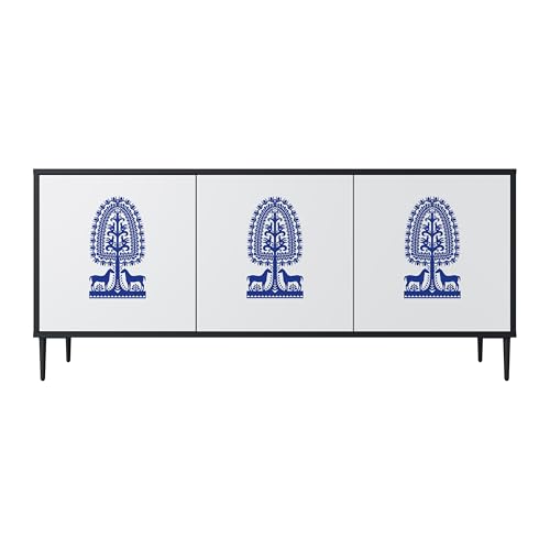 SPACEREBELS Kommode mit 3 Türen - Sideboard - Komodenschrank - Flurkommode - Schrank - Highboard - Kleiderschrank Möbel - Wohnzimmer Schlafzimmer Esszimmer Flur - schwarz von SPACEREBELS