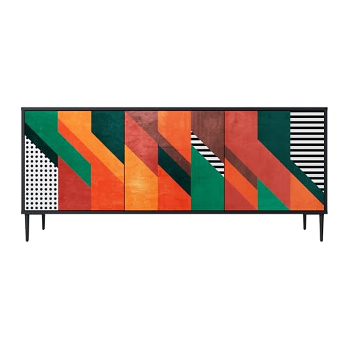 SPACEREBELS Kommode mit 3 Türen - Sideboard - Komodenschrank - Flurkommode - Schrank - Highboard - Kleiderschrank Möbel - Wohnzimmer Schlafzimmer Esszimmer Flur - schwarz von SPACEREBELS