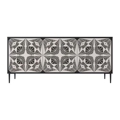 SPACEREBELS Kommode mit 3 Türen - Sideboard - Komodenschrank - Flurkommode - Schrank - Highboard - Kleiderschrank Möbel - Wohnzimmer Schlafzimmer Esszimmer Flur - schwarz von SPACEREBELS