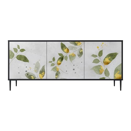 SPACEREBELS Kommode mit 3 Türen - Sideboard - Komodenschrank - Flurkommode - Schrank - Highboard - Kleiderschrank Möbel - Wohnzimmer Schlafzimmer Esszimmer Flur - schwarz SPACEREBELS Kommode mit 3 Türen - Sideboard - Komodenschrank - Flurkommode - Schrank - Highboard - Kleiderschrank Möbel - Wohnzimmer Schlafzimmer Esszimmer Flur - schwarz von SPACEREBELS