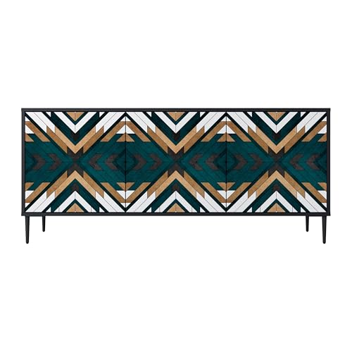 SPACEREBELS Kommode mit 3 Türen - Sideboard - Komodenschrank - Flurkommode - Schrank - Highboard - Kleiderschrank Möbel - Wohnzimmer Schlafzimmer Esszimmer Flur - schwarz von SPACEREBELS