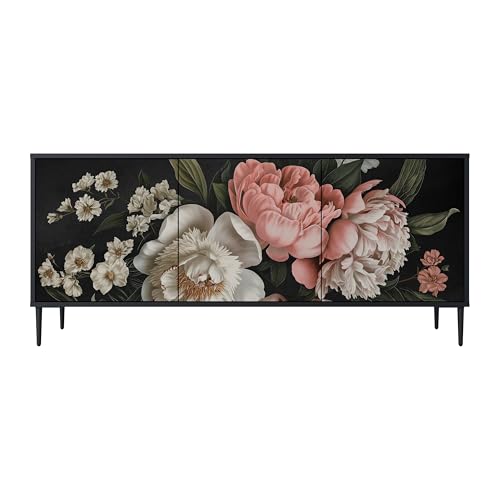 SPACEREBELS Kommode mit 3 Türen - Sideboard - Komodenschrank - Flurkommode - Schrank - Highboard - Kleiderschrank Möbel - Wohnzimmer Schlafzimmer Esszimmer Flur - schwarz von SPACEREBELS