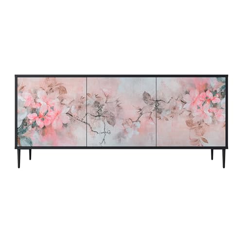 SPACEREBELS Kommode mit 3 Türen - Sideboard - Komodenschrank - Flurkommode - Schrank - Highboard - Kleiderschrank Möbel - Wohnzimmer Schlafzimmer Esszimmer Flur - schwarz von SPACEREBELS