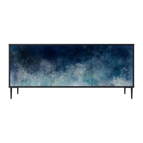 SPACEREBELS Kommode mit 3 Türen - Sideboard - Komodenschrank - Flurkommode - Schrank - Highboard - Kleiderschrank Möbel - Wohnzimmer Schlafzimmer Esszimmer Flur - schwarz von SPACEREBELS