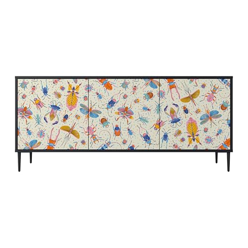 SPACEREBELS Kommode mit 3 Türen - Sideboard - Komodenschrank - Flurkommode - Schrank - Highboard - Kleiderschrank Möbel - Wohnzimmer Schlafzimmer Esszimmer Flur - schwarz von SPACEREBELS