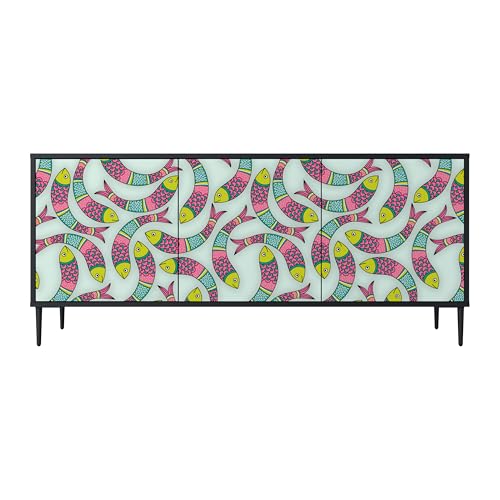 SPACEREBELS Kommode mit 3 Türen - Sideboard - Komodenschrank - Flurkommode - Schrank - Highboard - Kleiderschrank Möbel - Wohnzimmer Schlafzimmer Esszimmer Flur - schwarz von SPACEREBELS