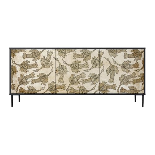 SPACEREBELS Kommode mit 3 Türen - Sideboard - Komodenschrank - Flurkommode - Schrank - Highboard - Kleiderschrank Möbel - Wohnzimmer Schlafzimmer Esszimmer Flur - schwarz von SPACEREBELS