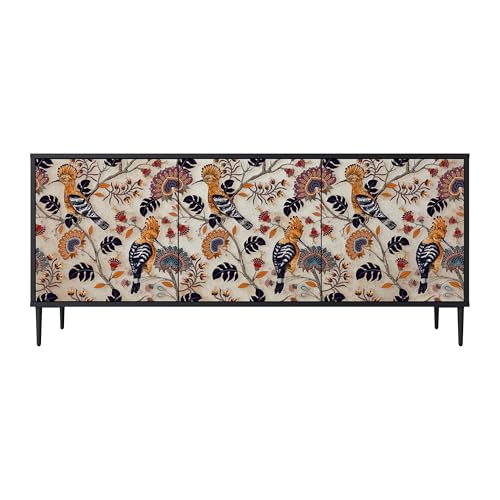 SPACEREBELS Kommode mit 3 Türen - Sideboard - Komodenschrank - Flurkommode - Schrank - Highboard - Kleiderschrank Möbel - Wohnzimmer Schlafzimmer Esszimmer Flur - schwarz von SPACEREBELS